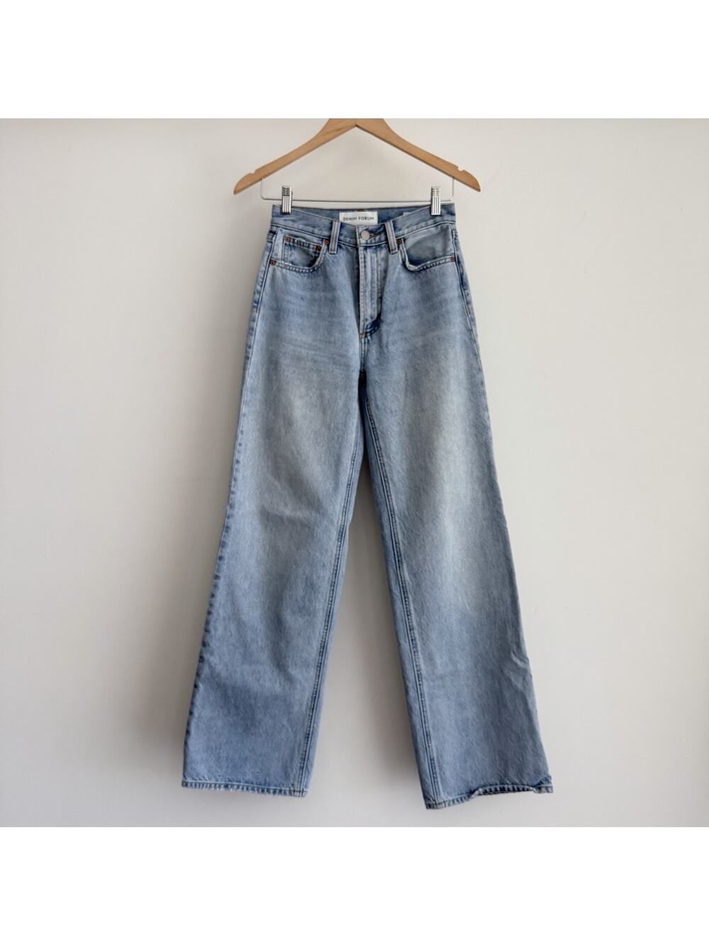 Denim Forum Jeans Womens 24x32 The Farrah Hi Rise Wide Leg Denim Light Wash